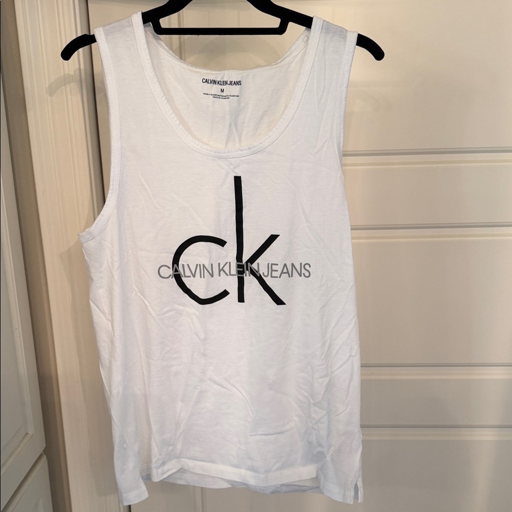 Calvin Klein White Tank Top with Black Logo